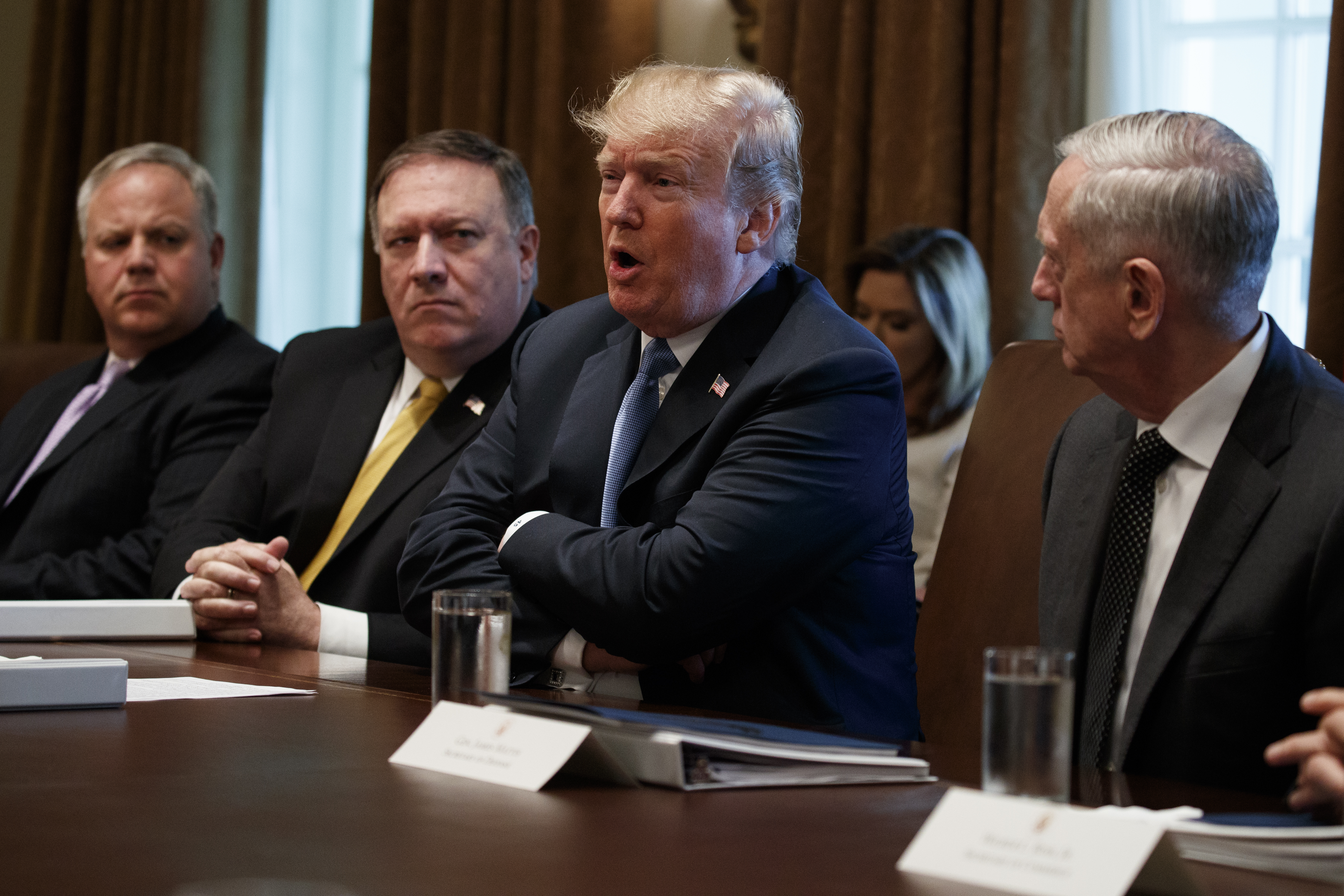 Donald Trump, Jim Mattis, Mike Pompeo, Dabid Bernhardt