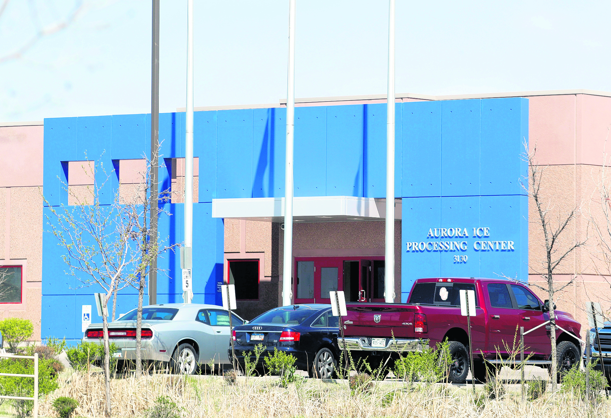 ICE detention center entrance in Aurora, Colo.