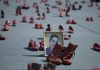 In Mexican capital, red shoes to protest killings of women