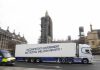 U.K. seafood trucks protest at Parliament over Brexit red tape