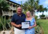 Honoring of loyal visitors at Bucuti & Tara Beach Resort; Jay and Debbie Jones