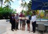 Aruba Tourism Authority honored loyal visitors at Marriott Ocean Club Aruba; Marcy, Timothy, Dylan Weber