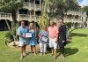 Aruba Tourism Authority honors loyal visitors at Bucuti & Tara Beach Resort! Mr. Gary & Mrs. Dawn Mazzochi and Mr. Lawrence & Mrs. Camille Marcotrigiano
