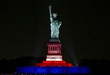 Statue of Liberty dazzles with lasers, music for U.S. anniversary