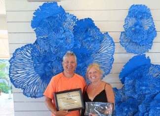 Aruba Tourism Authority honored loyal visitors at Divi Phoenix Beach Resort! Mr. Raymond and Mrs. Donna Koster