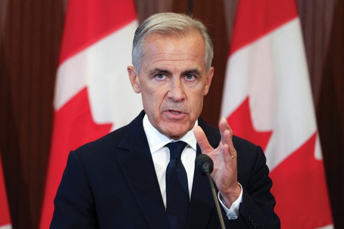 Canadian PM Carney holds a press after failed trade talks with the US
