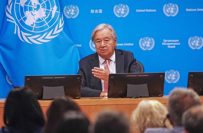 UN Secretary-General Antonio Guterres holds press briefing ahead of UN General Assembly
