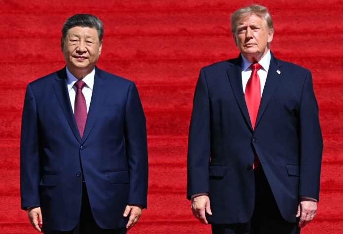 US President Donald Trump and China's President Xi Jinping visit the National Archives
