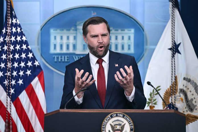 US Vice President Vance gives White House press briefing