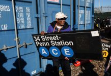 New Yorkers snap up discarded subway signs, seats at annual sale